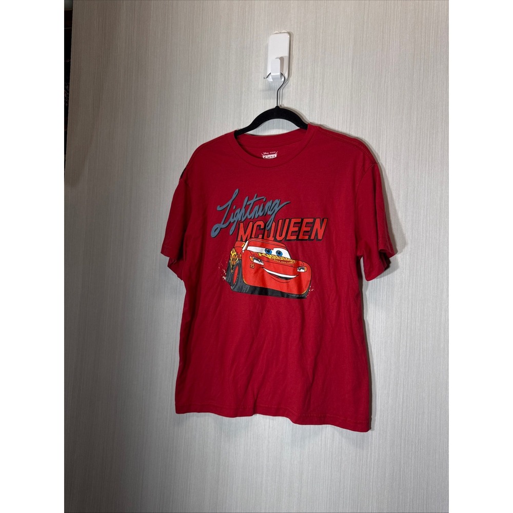 Disney Pixar Cars Lightning McQueen Red Graphic T-Shirt Mens Medium Hybrid